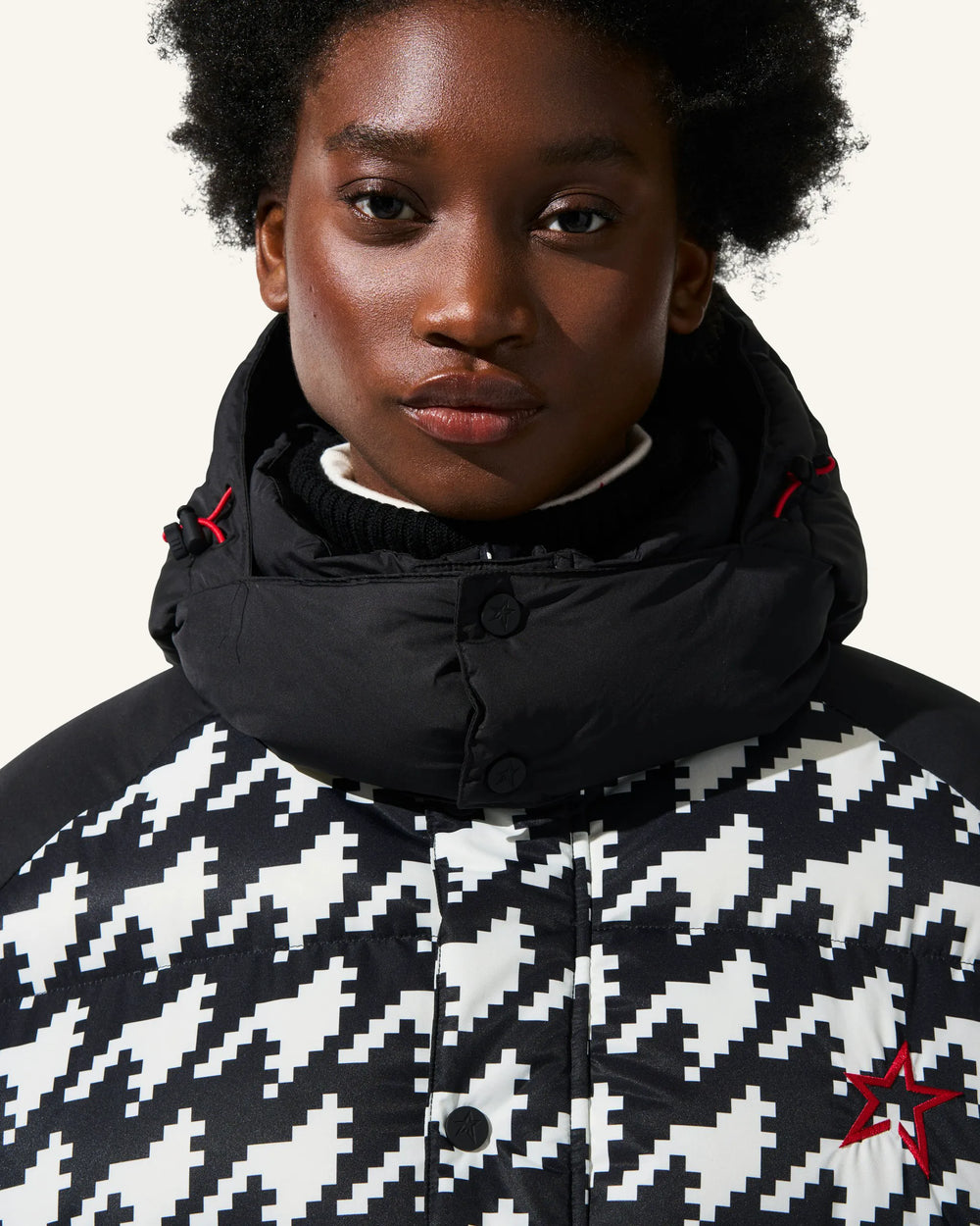 Houndstooth - Black,Snow White
