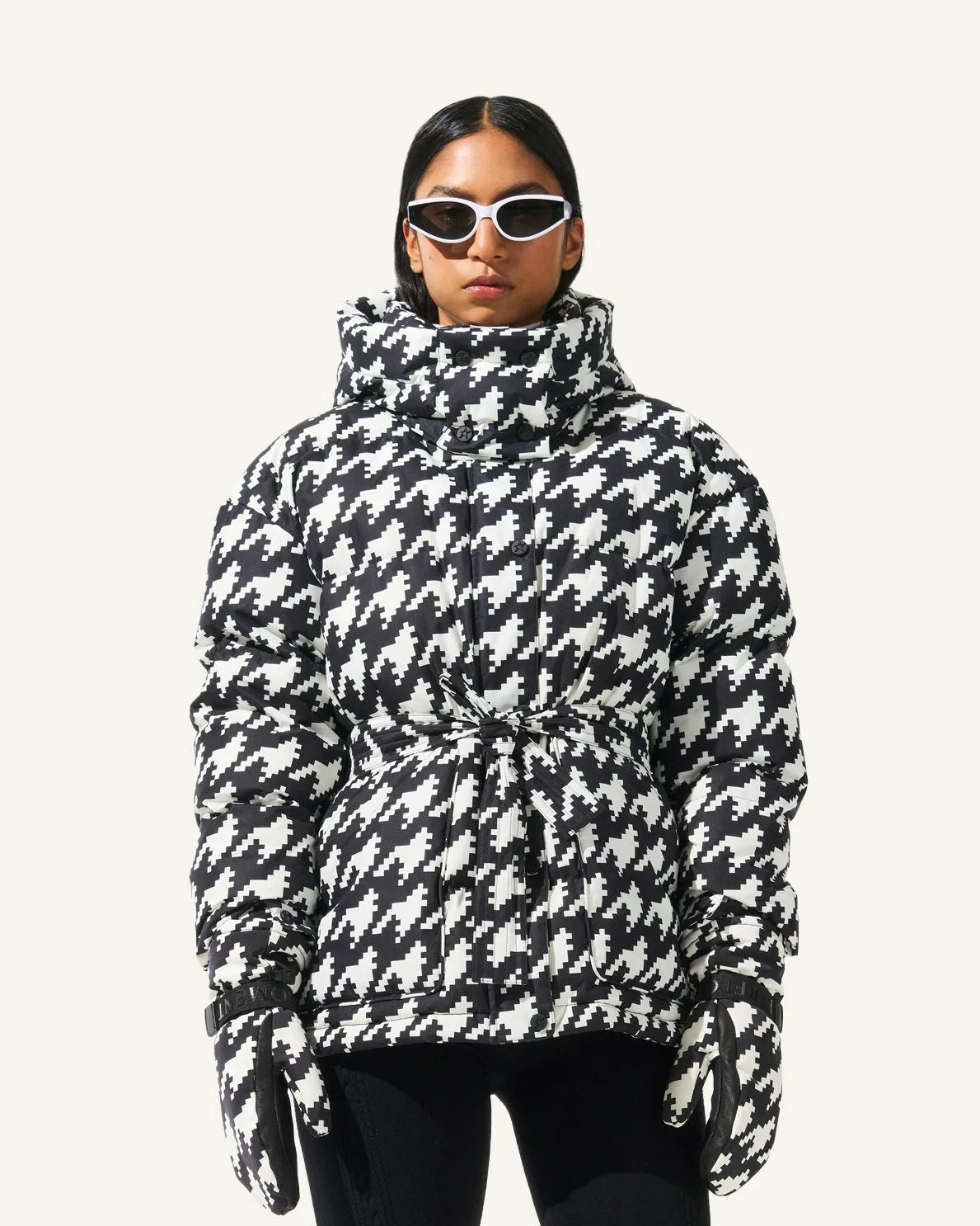 Houndstooth - Black,Snow White