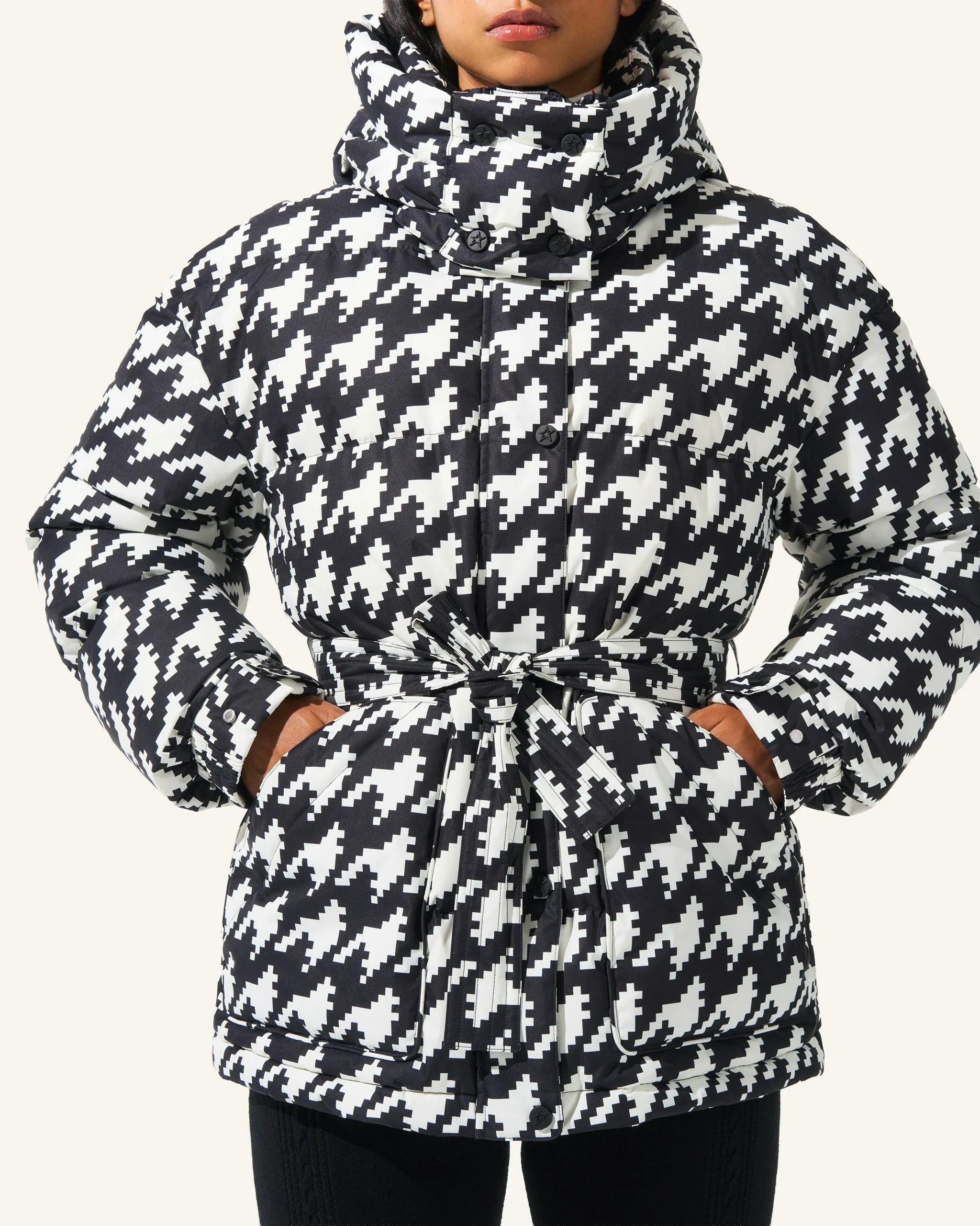 Houndstooth - Black,Snow White