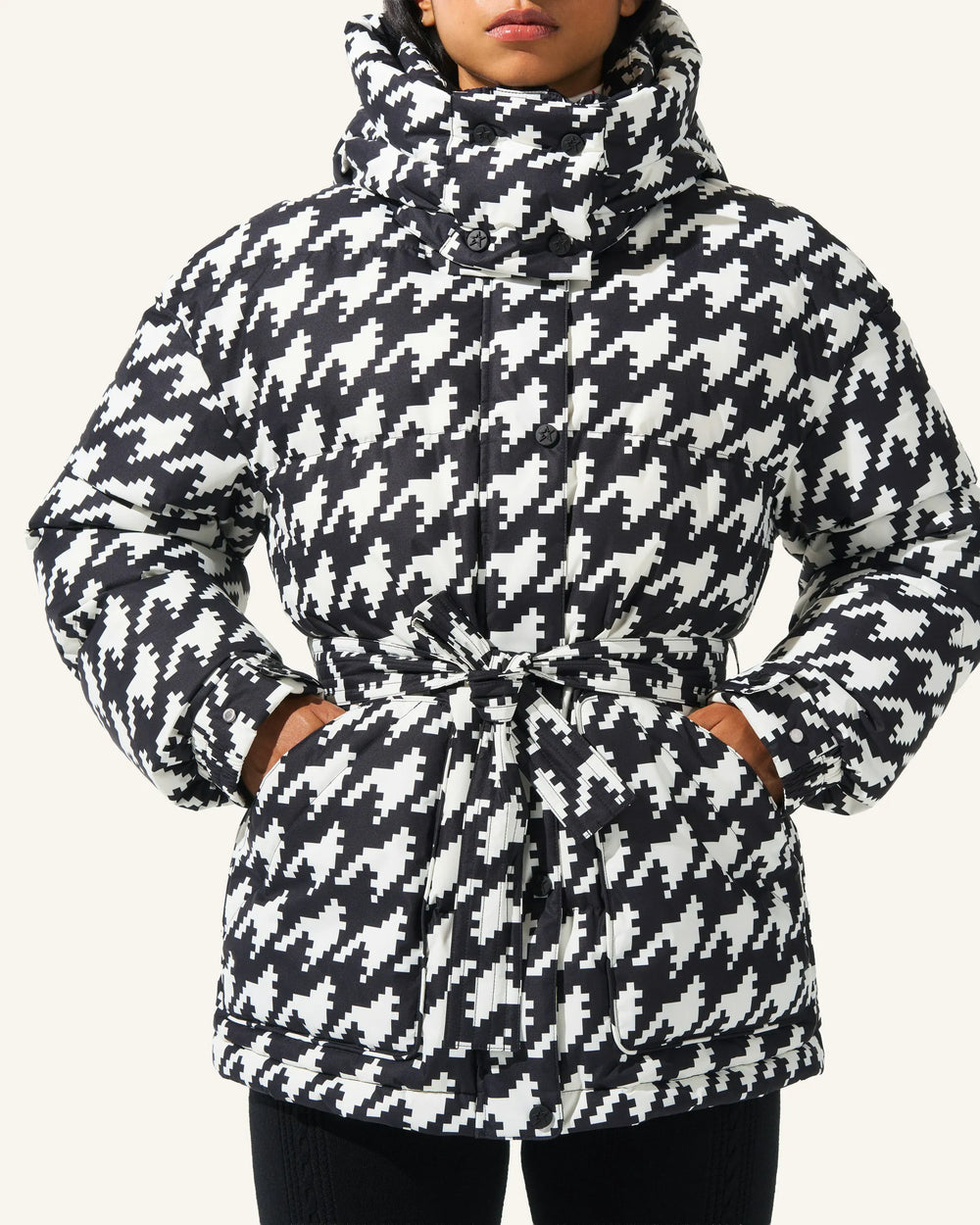 Houndstooth - Black,Snow White