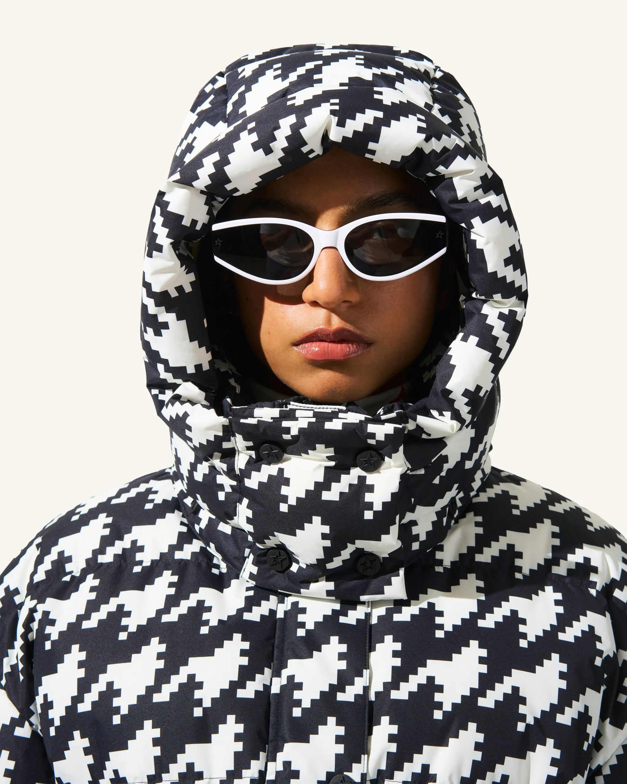 Houndstooth - Black,Snow White
